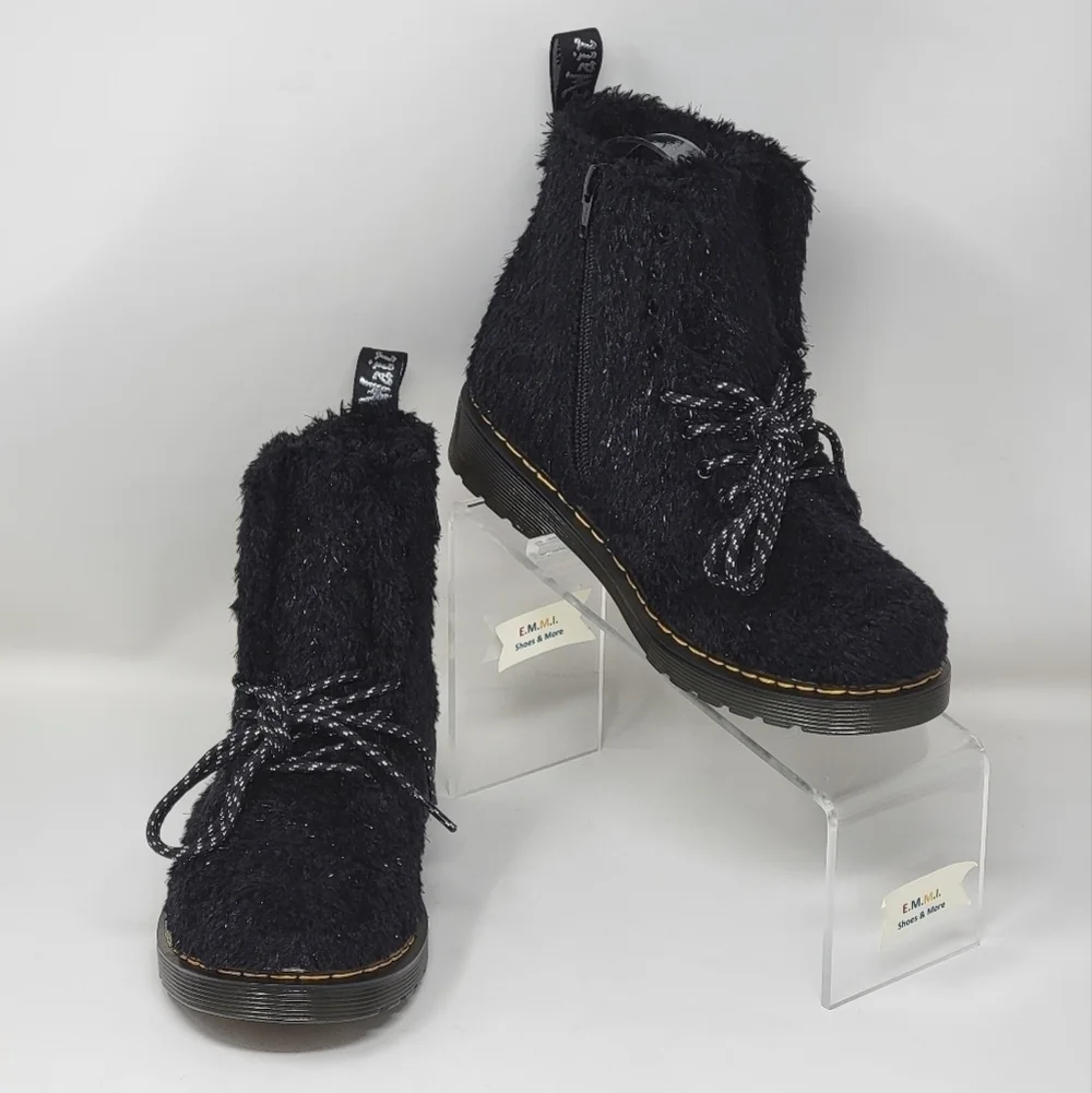 Dr. Martens 1460 PASCAL TINSEL FUR LACE UP BOOTS WOMENS US SIZE 5 NEW